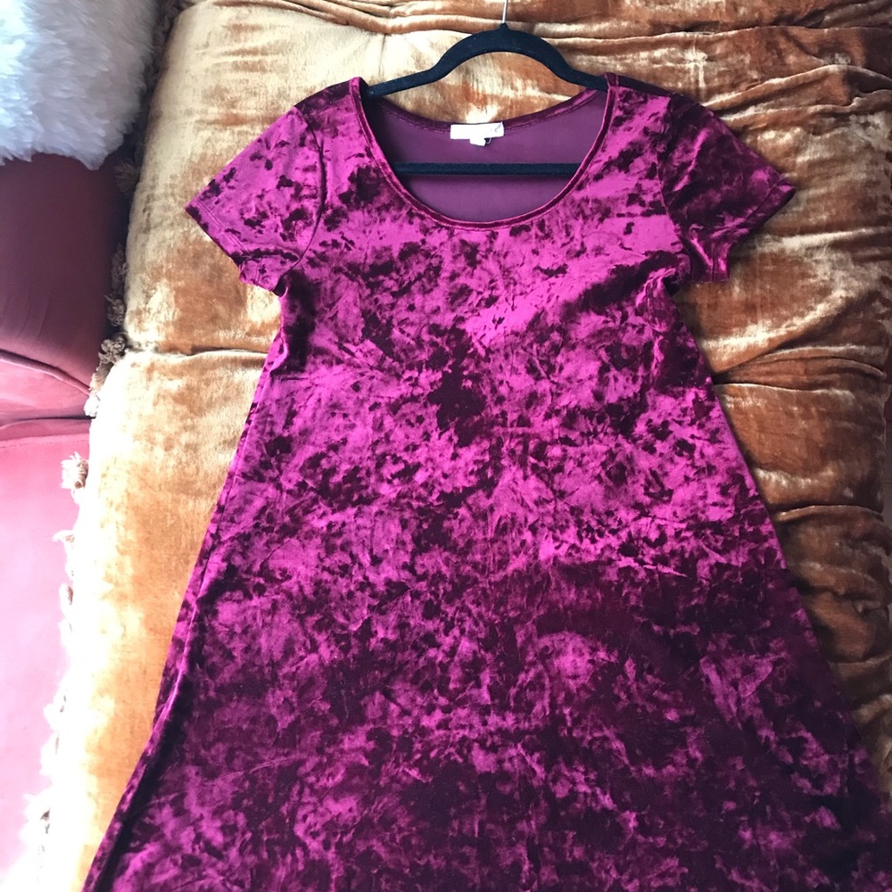 Red crushed velvet mini dress